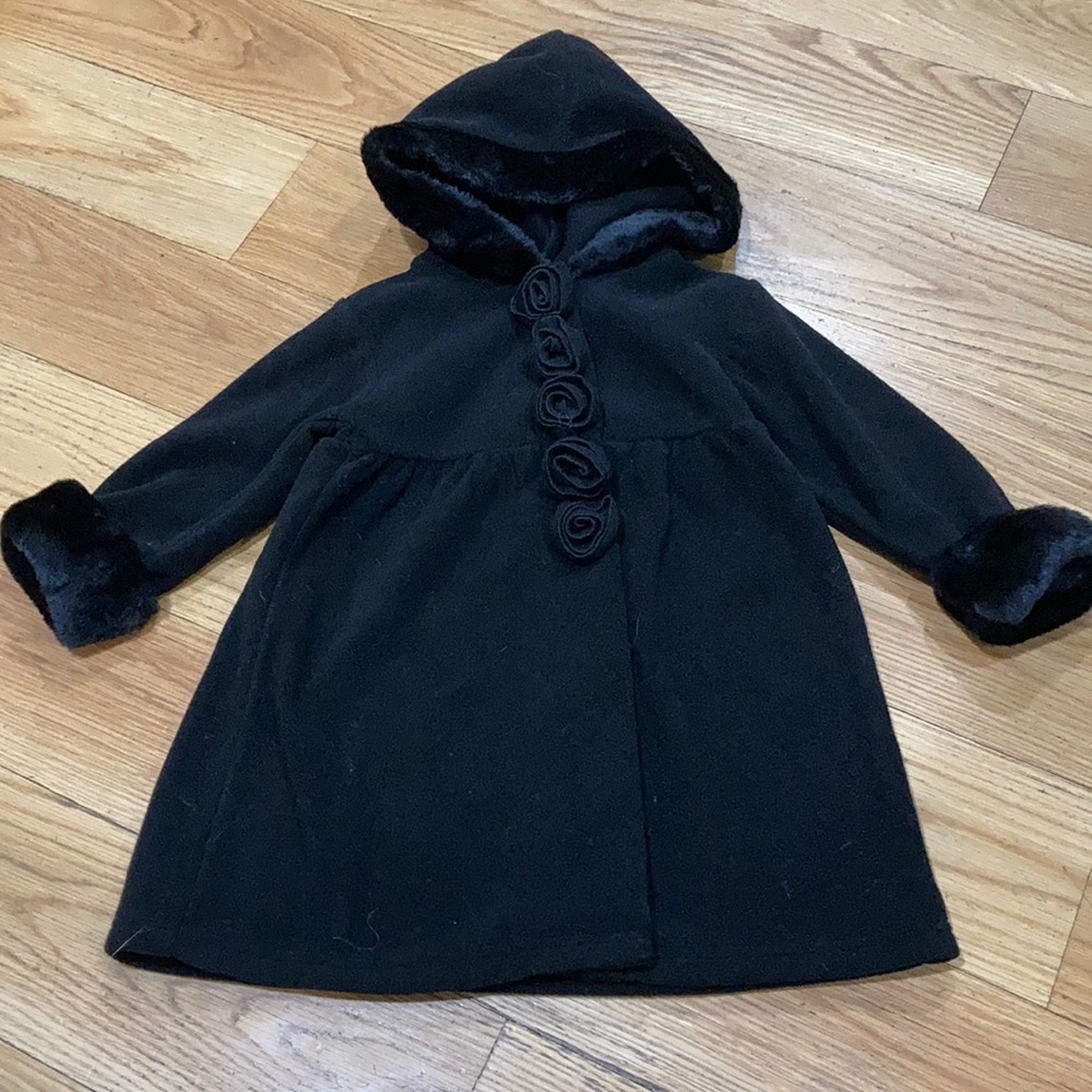 Starting Out Faux Fur Trimmed Coat